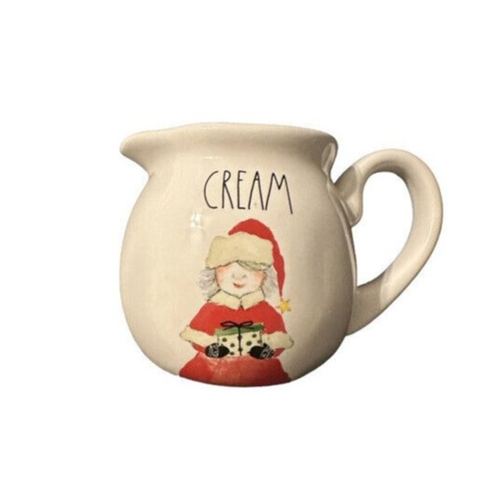 Rae Dunn Rare Magenta Mrs. Santa Claus Ceam Spellout Ceramic Mug Serving Creamer